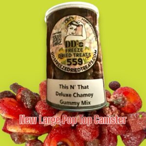 # Non Freeze Dried 
Deluxe TNT 🧨 This N That Chamoy Gummy Mix New 24 oz 👑 
Deluxe Chamoy Gummy Mix
 (May include: Nerd Clusters, Gushers, Sour Belts, Skittles, Sour Patch Kids, Sour Patch Watermelon 🍉 Peach Rings 🍑, Starburst, Gummy Worms 🐛)