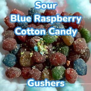 # New Item NON Freeze Dried 
Sour Blue Razz Cotton Candy Gushers 8 oz Container 
( Note you can also request no Sour in notes 📝 at checkout or if you want extra sour you can ask for that as well)