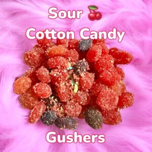 # New Item NON Freeze Dried….
 Cotton Candy Gushers 8 oz container 
(Put in notes 📝 at checkout if you want Sour or Extreme Sour)
